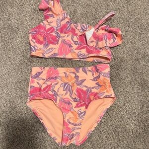 Old navy Floral Kids Swim Set - Pink and Orange